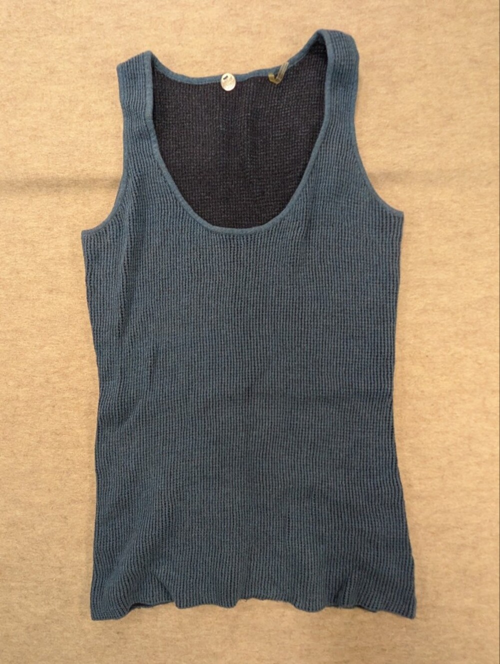 Margaret O'Leary Ribbed Cotton Scoop Tank Teal Dark Blue Comforter Lagenlook Lar